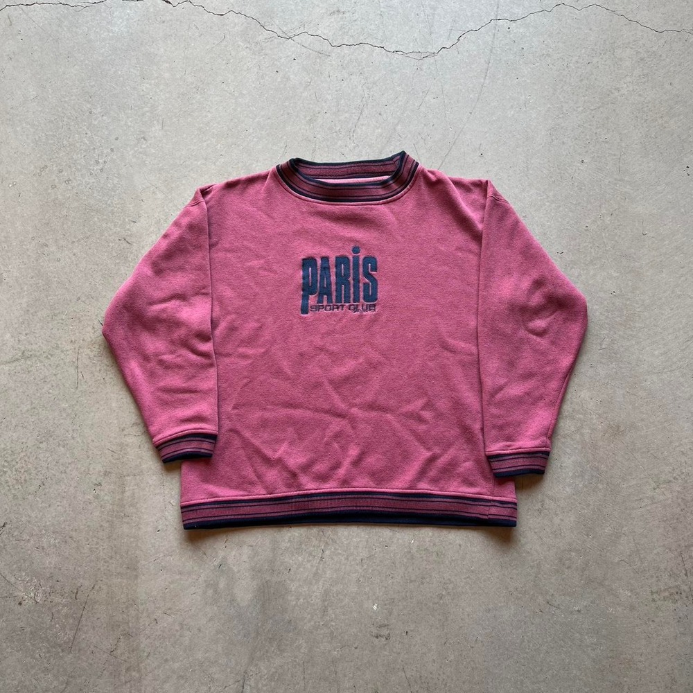 Paris Sport Club Vintage 90s Pink Sweatshirt Retro Crewneck Small